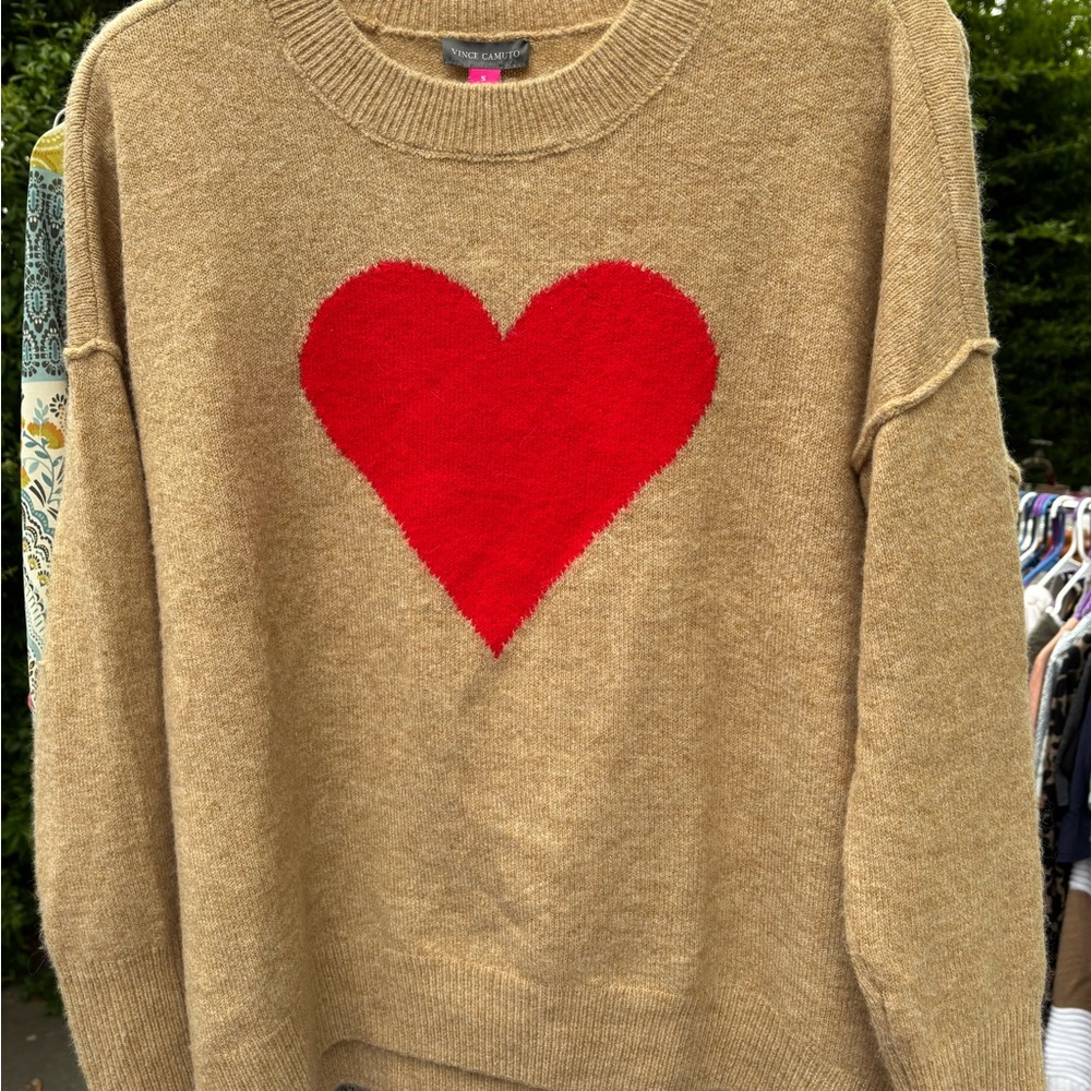 Heart Design Tan Sweater
